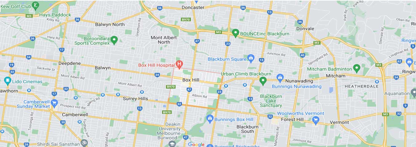 Box Hill map area
