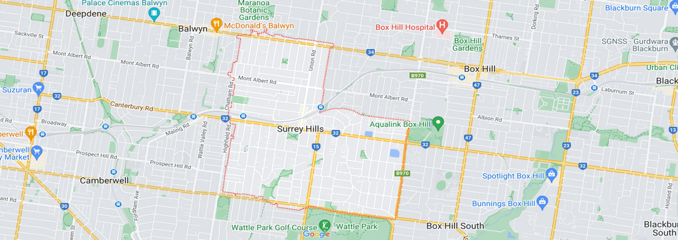 Surrey Hills map area